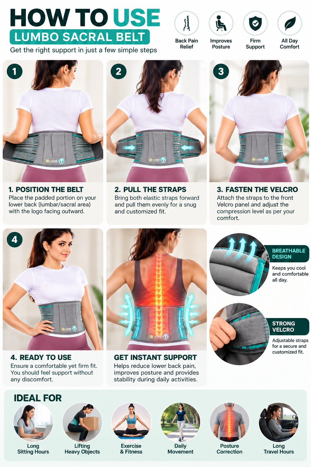 JDCOMFORT Abdominal Support Belt – Comfortable Waist & Abdominal Support
